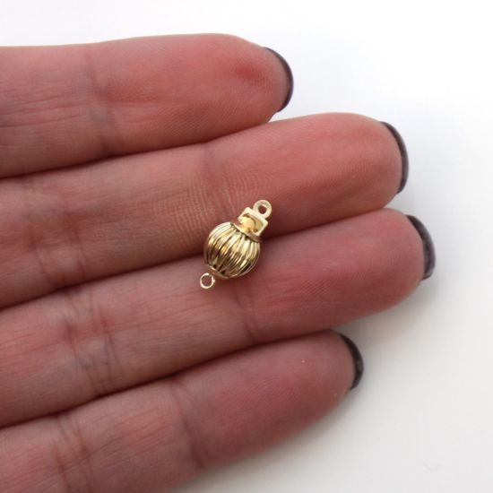 Wholesale 14K Yellow Gold Round Corrugated Ball Clasp (7mm)