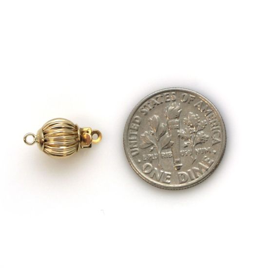 Wholesale 14K Yellow Gold Round Corrugated Ball Clasp (7mm)