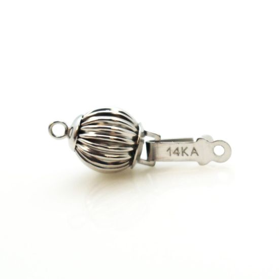 Wholesale 14K White Gold Round Corrugated Ball Clasp (7mm)