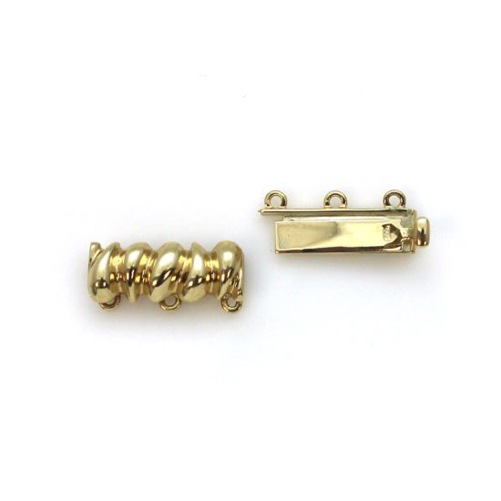 Wholesale 14K Yellow Gold Fancy Rectangular Sliding Push Clasp with 6 Rings