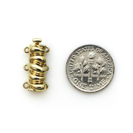 Wholesale 14K Yellow Gold Fancy Rectangular Sliding Push Clasp with 6 Rings