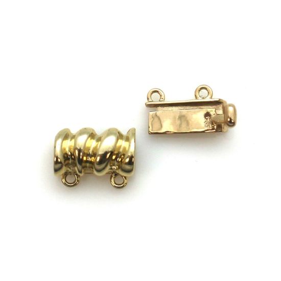 Wholesale 14K Yellow Gold Fancy Rectangular Sliding Push Clasp with 4 Rings