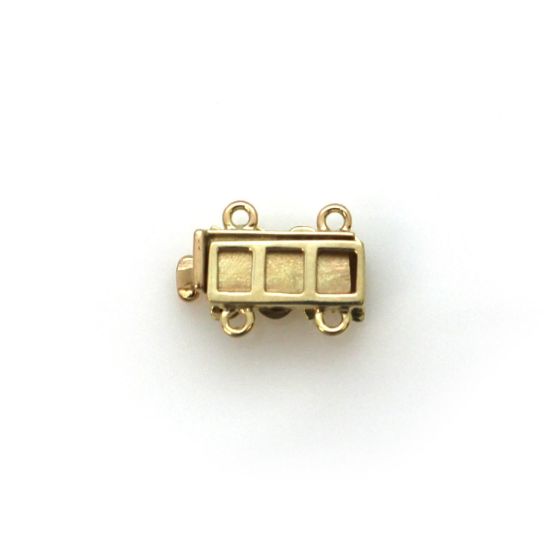 Wholesale 14K Yellow Gold Fancy Rectangular Sliding Push Clasp with 4 Rings