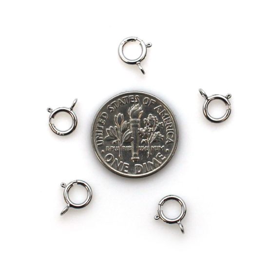 Wholesale 14K White Gold Springring Clasps- 6mm (pack of 5)