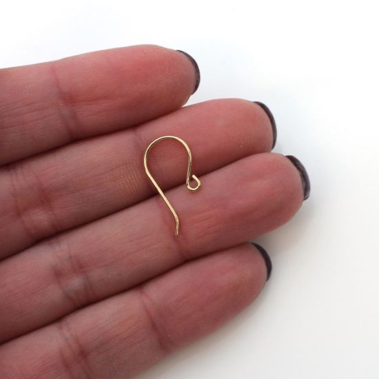 Wholesale 14K Yellow Gold Fishhook Earwires with Loop (1 pair)