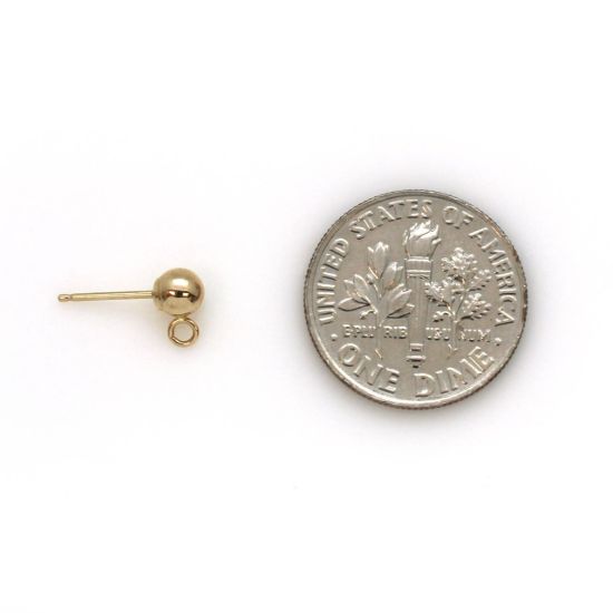 Wholesale 14K Yellow Gold Simple Earring Studs with Ring (1 pair)
