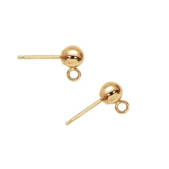 Wholesale 14K Yellow Gold Simple Earring Studs with Ring (1 pair)
