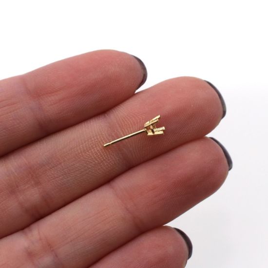Wholesale 14K Yellow Gold 4-Prong Round Basket (15pt-3.5mm) Earring Settings and Posts  (1 pair)