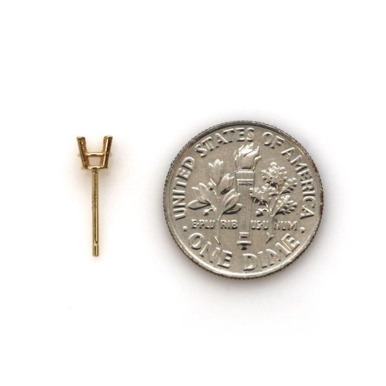 Wholesale 14K Yellow Gold 4-Prong Round Basket (20-25pt -4mm) Earring Settings and Posts (1 pair)
