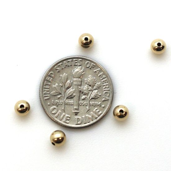 Wholesale 14K Yellow Gold Shiny 4mm Beads (5 pieces)