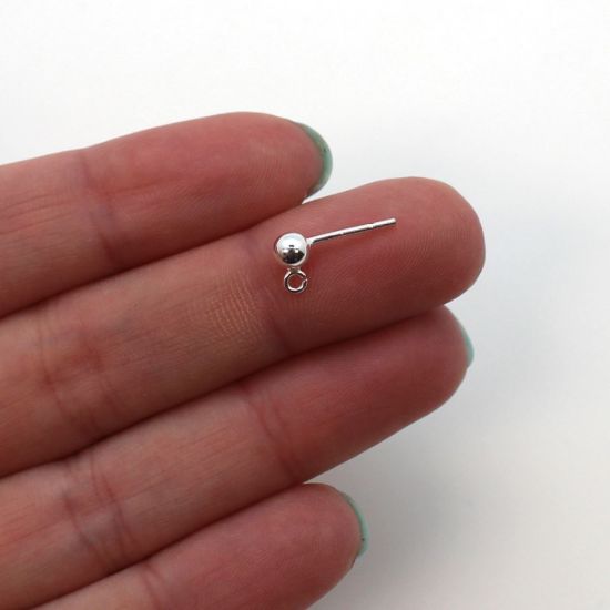 Wholesale Sterling Silver Simple Earring Studs with Open Ring (1 pair)