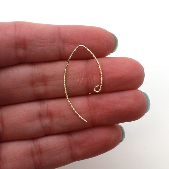 Wholesale 14K Gold Filled Earwires - Sparkle V Shape Ear Wires - Marquise Ear Wires (1 pair)
