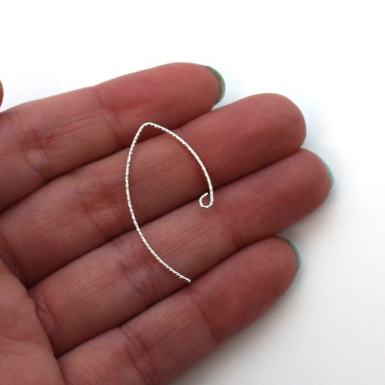 Wholesale Sterling Silver - Sparkle V Shape Ear Wires - Marquise Ear Wires (1 pair)