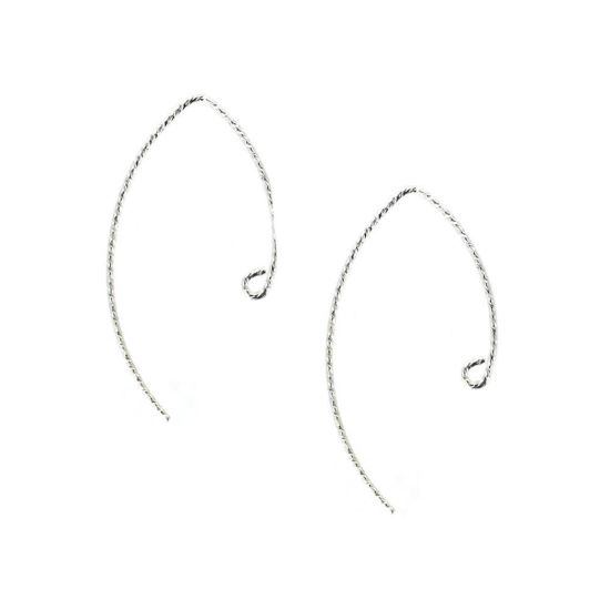 Wholesale Sterling Silver - Sparkle V Shape Ear Wires - Marquise Ear Wires (1 pair)