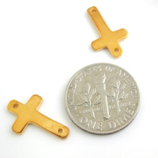 Wholesale Gold plated Sterling Silver Small Cross Charm Connector, Charms and Pendants for Jewelry Making, Wholesale Findings