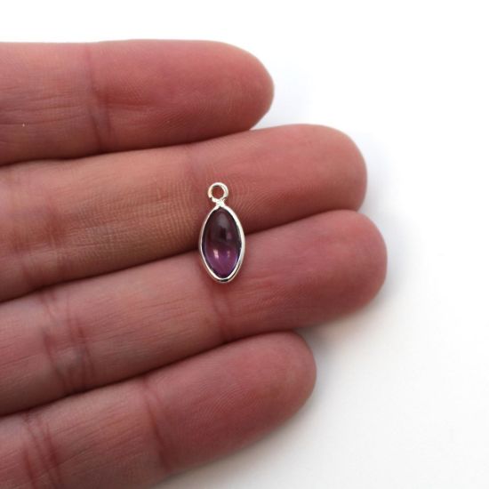 Wholesale Bezel Charm Pendant - Sterling Silver Charm - Natural  Amethyst -Tiny Marquise Shape -6x13mm
