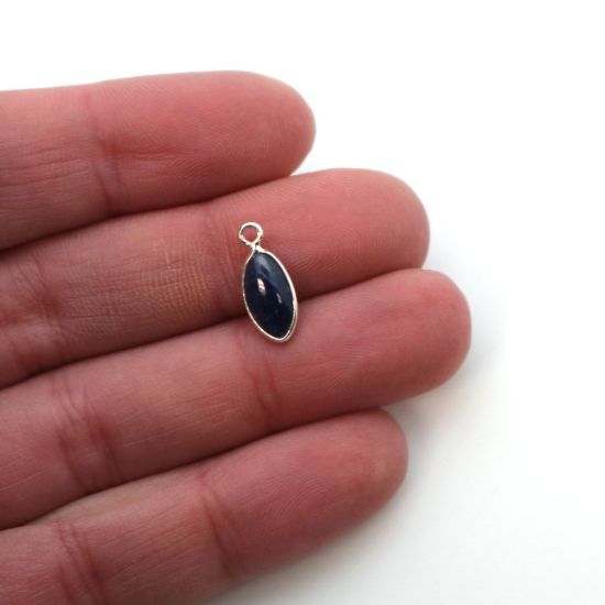 Wholesale Bezel Charm Pendant - Sterling Silver Charm - Natural  Blue Sapphire -Tiny Marquise Shape -6x13mm
