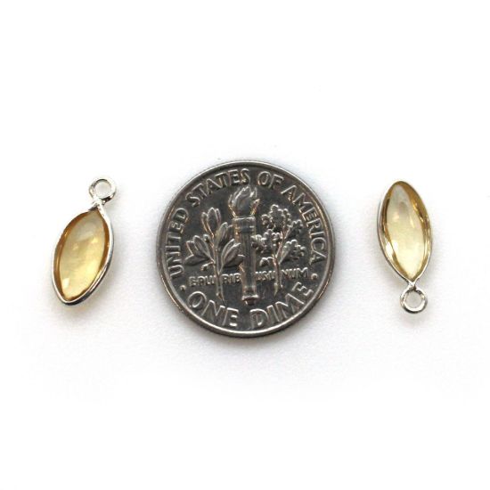 Wholesale Bezel Charm Pendant - Sterling Silver Charm - Natural Citrine -Tiny Marquise Shape -6x13mm