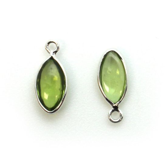 Wholesale Bezel Charm Pendant - Sterling Silver Charm - Peridot -Tiny Marquise Shape -6x13mm