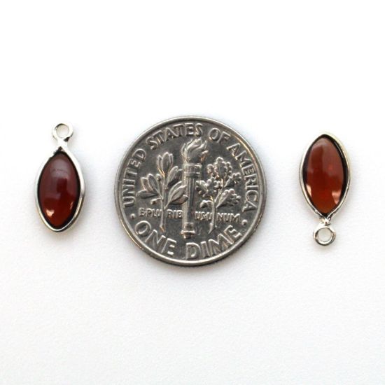 Wholesale Bezel Charm Pendant - Sterling Silver Charm - Natural Garnet -Tiny Marquise Shape -6x13mm