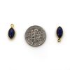 Wholesale Bezel Charm Pendant - Gold Plated Sterling Silver Charm - Natural Lapis Lazuli -Tiny Marquise Shape -6x13mm