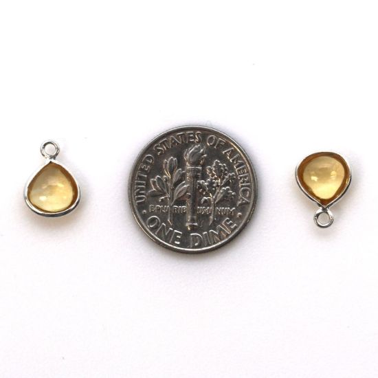Wholesale Bezel Charm Pendant - Sterling Silver Charm - Natural  Citrine -Tiny Heart Shape -7mm