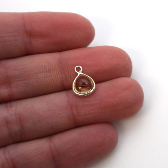 Wholesale Bezel Charm Pendant - Sterling Silver Charm - Natural  Citrine -Tiny Heart Shape -7mm