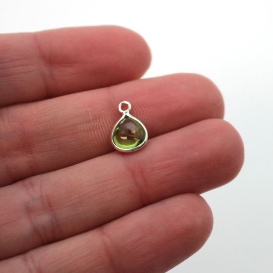 Wholesale Bezel Charm Pendant - Sterling Silver Charm - Natural  Peridot -Tiny Heart Shape -7mm