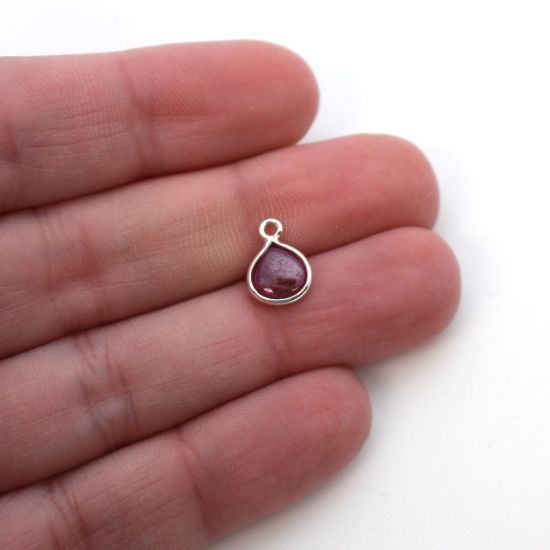 Wholesale Bezel Charm Pendant - Sterling Silver Charm - Natural Ruby -Tiny Heart Shape -7mm