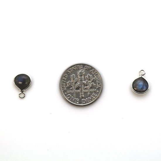 Wholesale Bezel Charm Pendant - Sterling Silver Charm - Natural Labradorite -Tiny Heart Shape -7mm