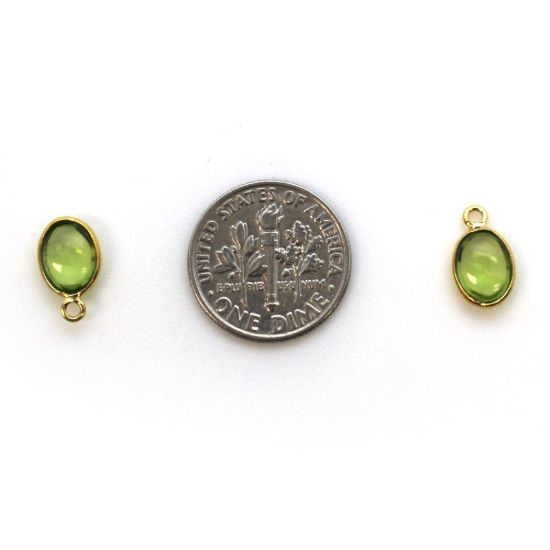 Wholesale Bezel Charm Pendant - Gold Plated Sterling Silver Charm - Natural  Peridot -Tiny Oval Shape