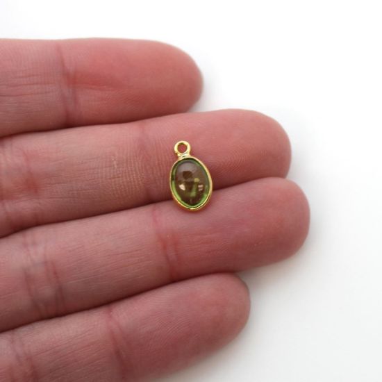 Wholesale Bezel Charm Pendant - Gold Plated Sterling Silver Charm - Natural  Peridot -Tiny Oval Shape