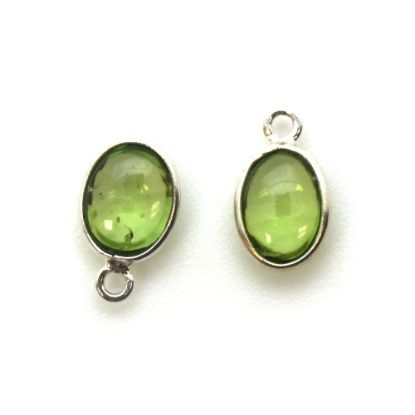 Wholesale Bezel Charm Pendant - Sterling Silver Charm - Natural  Peridot -Tiny Oval Shape