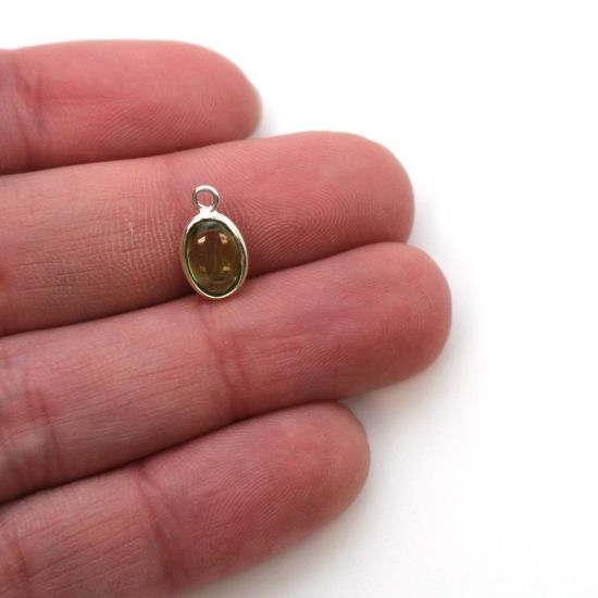 Wholesale Bezel Charm Pendant - Sterling Silver Charm - Natural  Peridot -Tiny Oval Shape