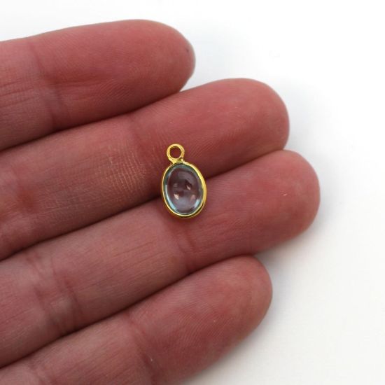 Wholesale Bezel Charm Pendant - Gold Plated Sterling Silver Charm - Natural  Sky Blue Topaz -Tiny Oval Shape