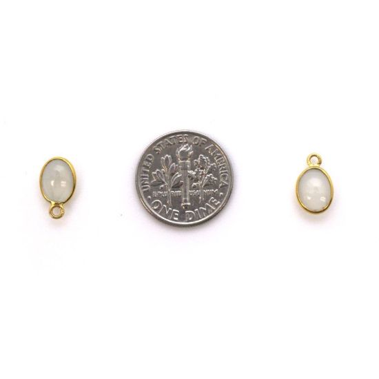 Wholesale Bezel Charm Pendant - Gold Plated Sterling Silver Charm - Natural Moonstone -Tiny Oval Shape
