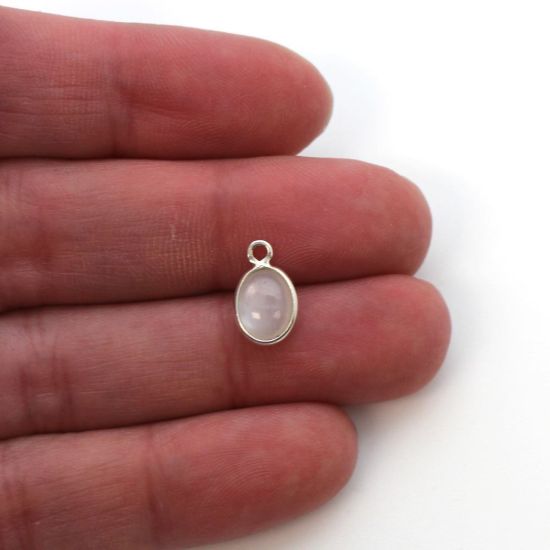 Wholesale Bezel Charm Pendant -Sterling Silver Charm - Natural Moonstone -Tiny Oval Shape