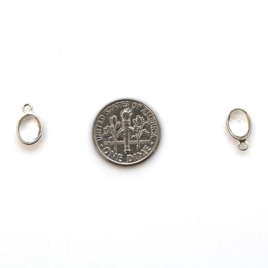 Wholesale Bezel Charm Pendant - Sterling Silver Charm - Natural Crystal -Tiny Oval Shape
