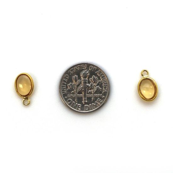 Wholesale Bezel Charm Pendant - Gold Plated Sterling Silver Charm - Natural Citrine -Tiny Oval Shape
