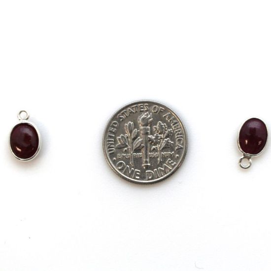 Wholesale Bezel Charm Pendant - Sterling Silver Charm - Natural Ruby -Tiny Oval Shape