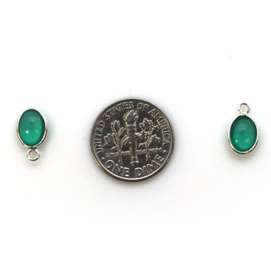 Wholesale Bezel Charm Pendant - Sterling Silver Charm - Natural Green Onyx -Tiny Oval Shape