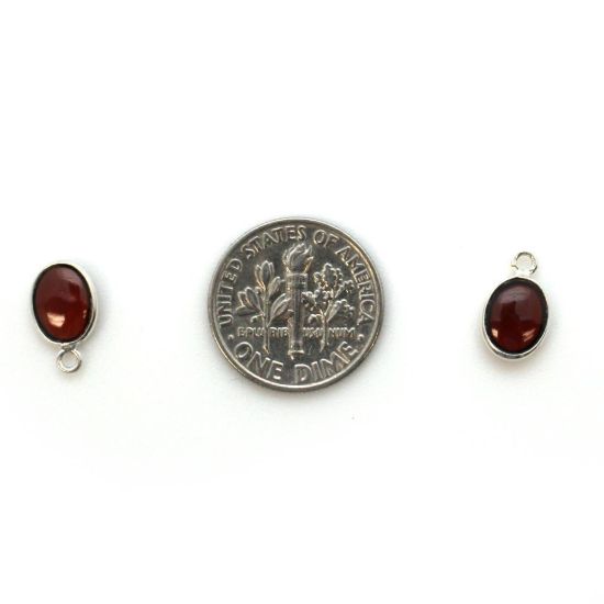 Wholesale Bezel Charm Pendant - Sterling Silver Charm - Natural Garnet -Tiny Oval Shape