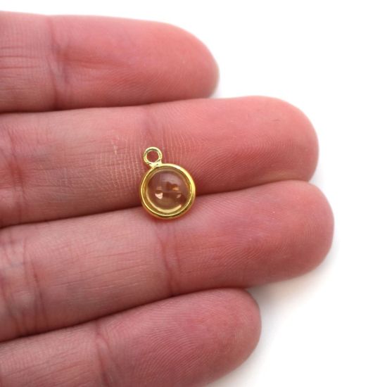 Wholesale Bezel Charm Pendant - Gold Plated Sterling Silver Charm - Natural  Citrine -Tiny Round Shape