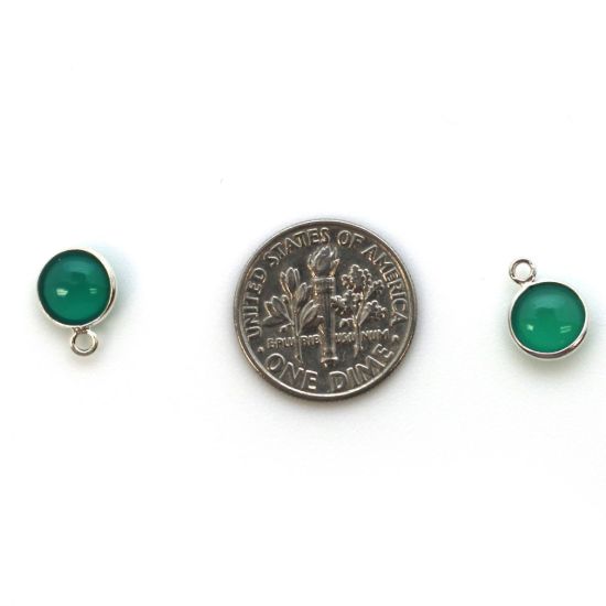 Wholesale Bezel Charm Pendant - Sterling Silver Charm - Natural  Green Onyx -Tiny Round Shape