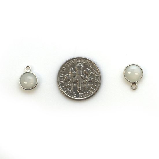 Wholesale Bezel Charm Pendant - Sterling Silver Charm - Natural Moonstone-Tiny Round Shape