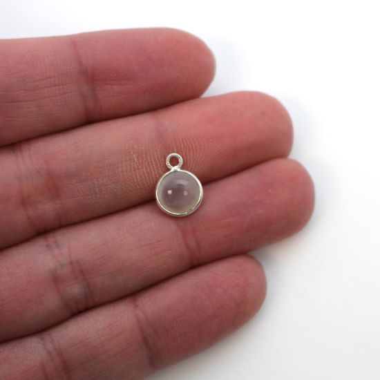 Wholesale Bezel Charm Pendant - Sterling Silver Charm - Natural Moonstone-Tiny Round Shape