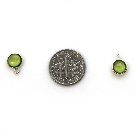 Wholesale Bezel Charm Pendant - Sterling Silver Charm - Natural Peridot -Tiny Round Shape