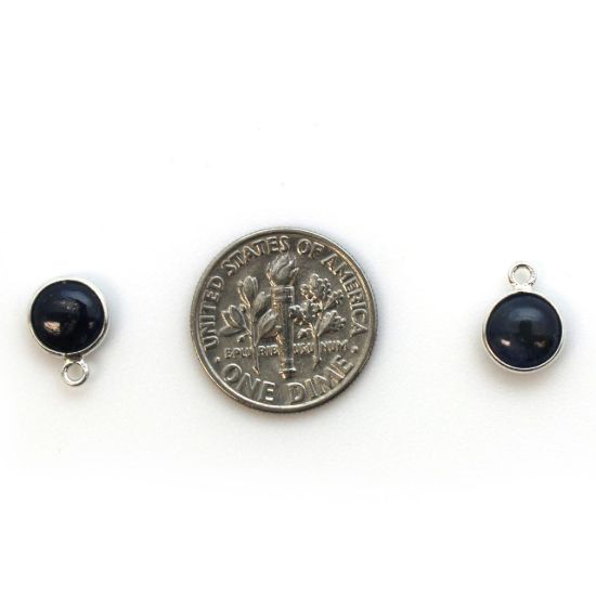 Wholesale Bezel Charm Pendant - Sterling Silver Charm - Natural Blue Sapphire -Tiny Round Shape