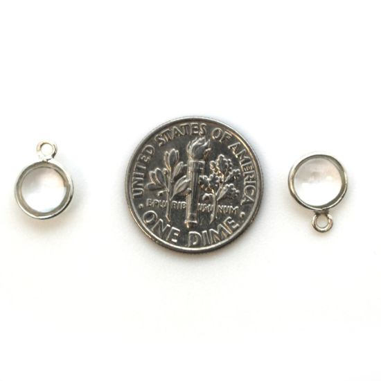 Wholesale Bezel Charm Pendant - Sterling Silver Charm - Natural Crystal-Tiny Round Shape