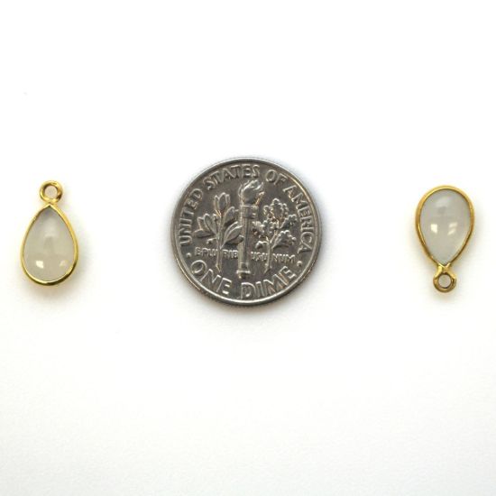 Wholesale Bezel Charm Pendant - Gold Plated Sterling Silver Charm - Natural Moonstone -Tiny Teardrop Shape